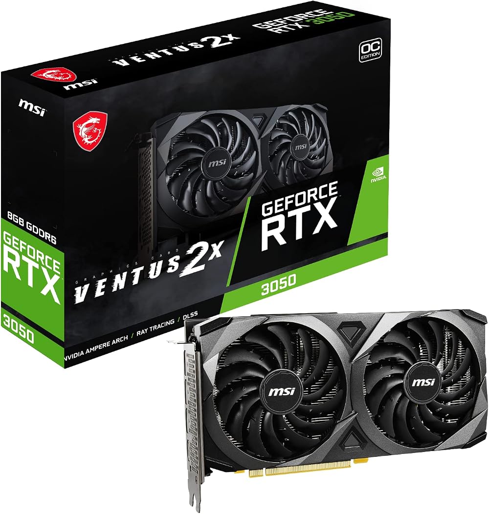 MSI GeForce RTX 3050 VENTUS 2X 8G OC Gaming Graphics Card 8GB GDDR6X 1807MHz