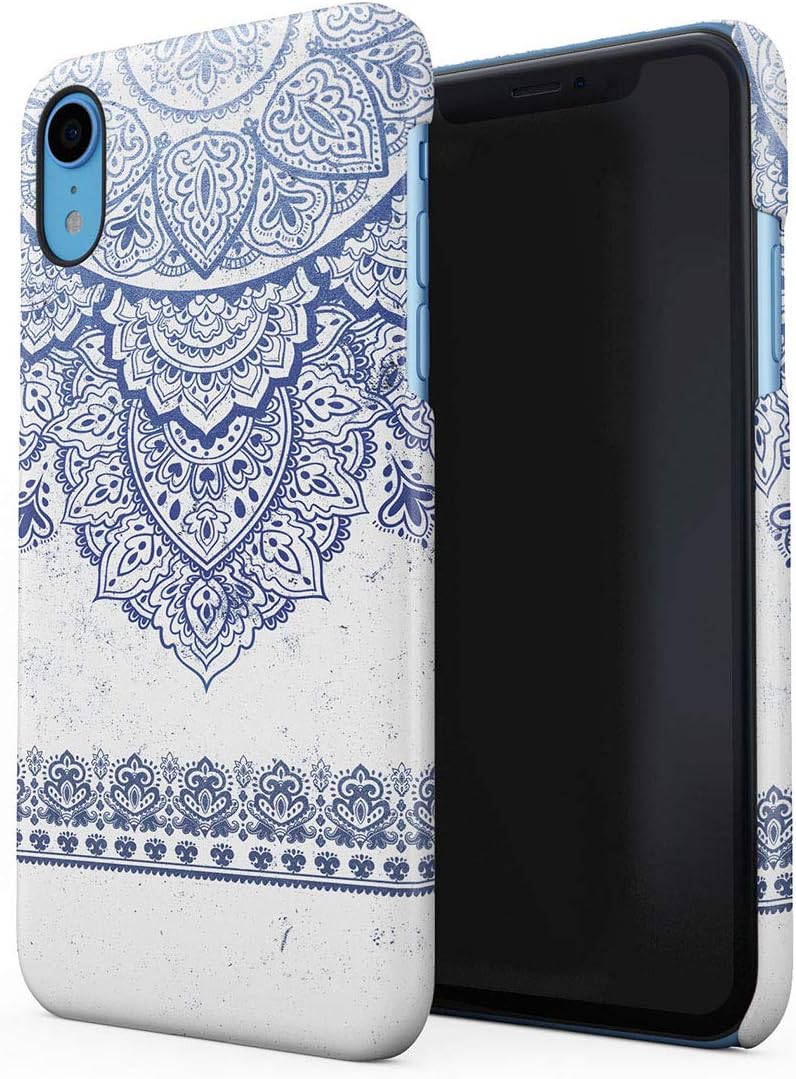 Henna Crimson Blue Ornamented Mandala Hard Thin Plastic Phone Case Cover For iPhone XR