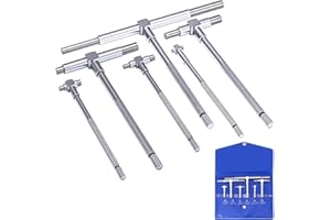 Ciltlurk 6Pcs T Bore Hole Gauges Set Bulk, 5/16" - 6" Range - Smooth Action Telescoping Gauge with Lock, High Precision Telescopic Bore Gauge T-Gage Set, Complete Measurement Kit Includes Pouch