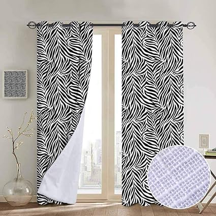 Hengshu Zebra Print Decor 99 Blackout Curtains Animal Print Zebra Pattern Fashionable Trendy Decorating Illustration For Bedroom Kindergarten Living Room W96 X L108 Inch Black White Amazon Co Uk Kitchen Home