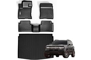 SANBAN-AXE Floor Mats & Trunk Mat for 2021-2024 2025 Ford Bronco Sport Only Fit Sport Version(Non Hybrid) TPE All Weather Protection 2 Rows Car Floor Liners with Cargo Liners Accessories