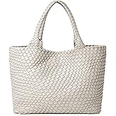 JOTOFIT Woven Shoulder Bag for Women, Fashion Top Handle Soft Vegan Leather Shopper