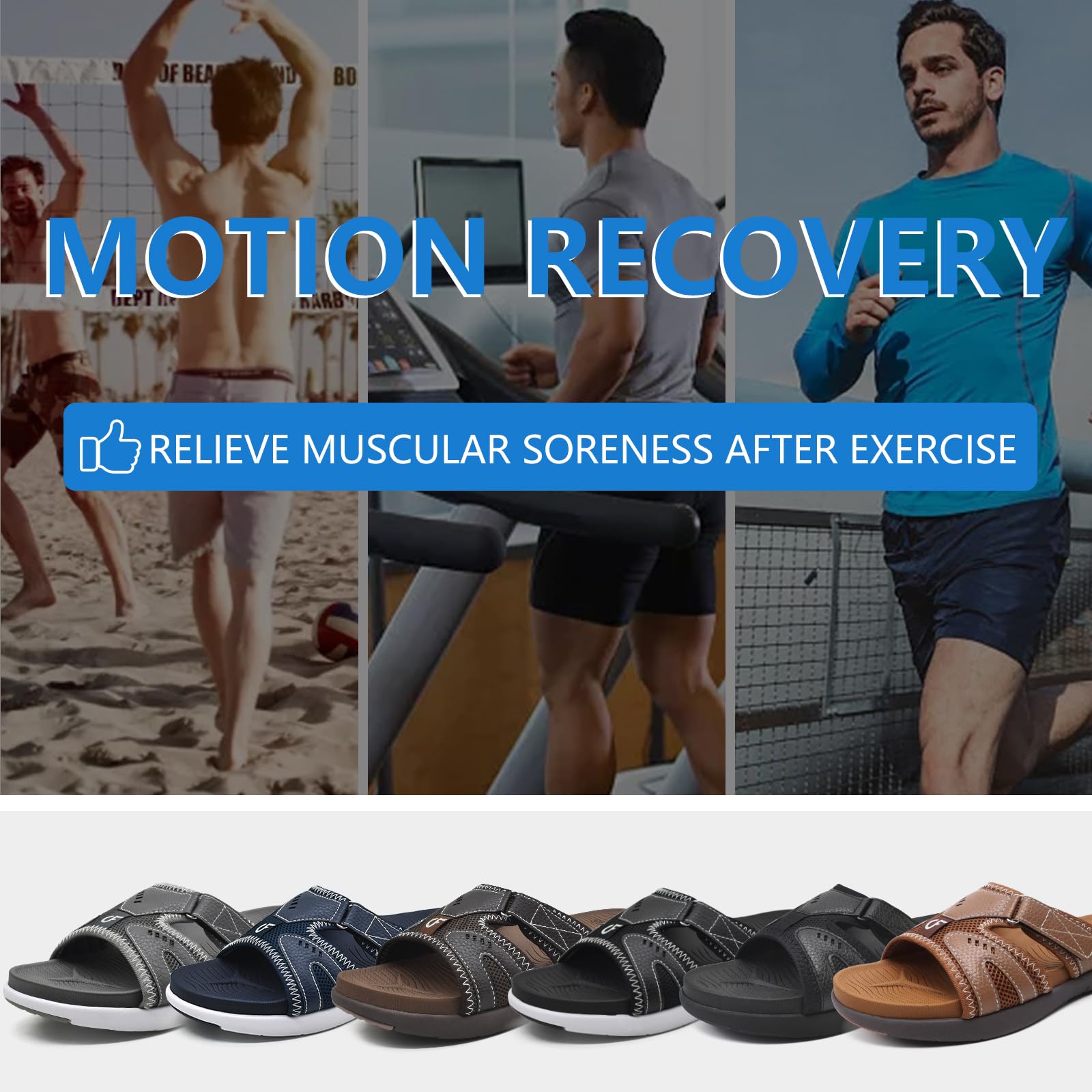 COFACE Herren Sport Recovery Sandalen Plantar Fasciitis weiche Polsterung leichtes Gewicht Bogen Unterstützung orthopädische Badelatschen für Männer Braun Größe 43 7