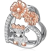 jiulegufa Highland Cow Charm 925 Sterling Silver, Dainty Cow Pendant for Bracelets, Scottish-Themed Jewelry Gift for Women, Handmade Silver Animal Charms for Bracelets