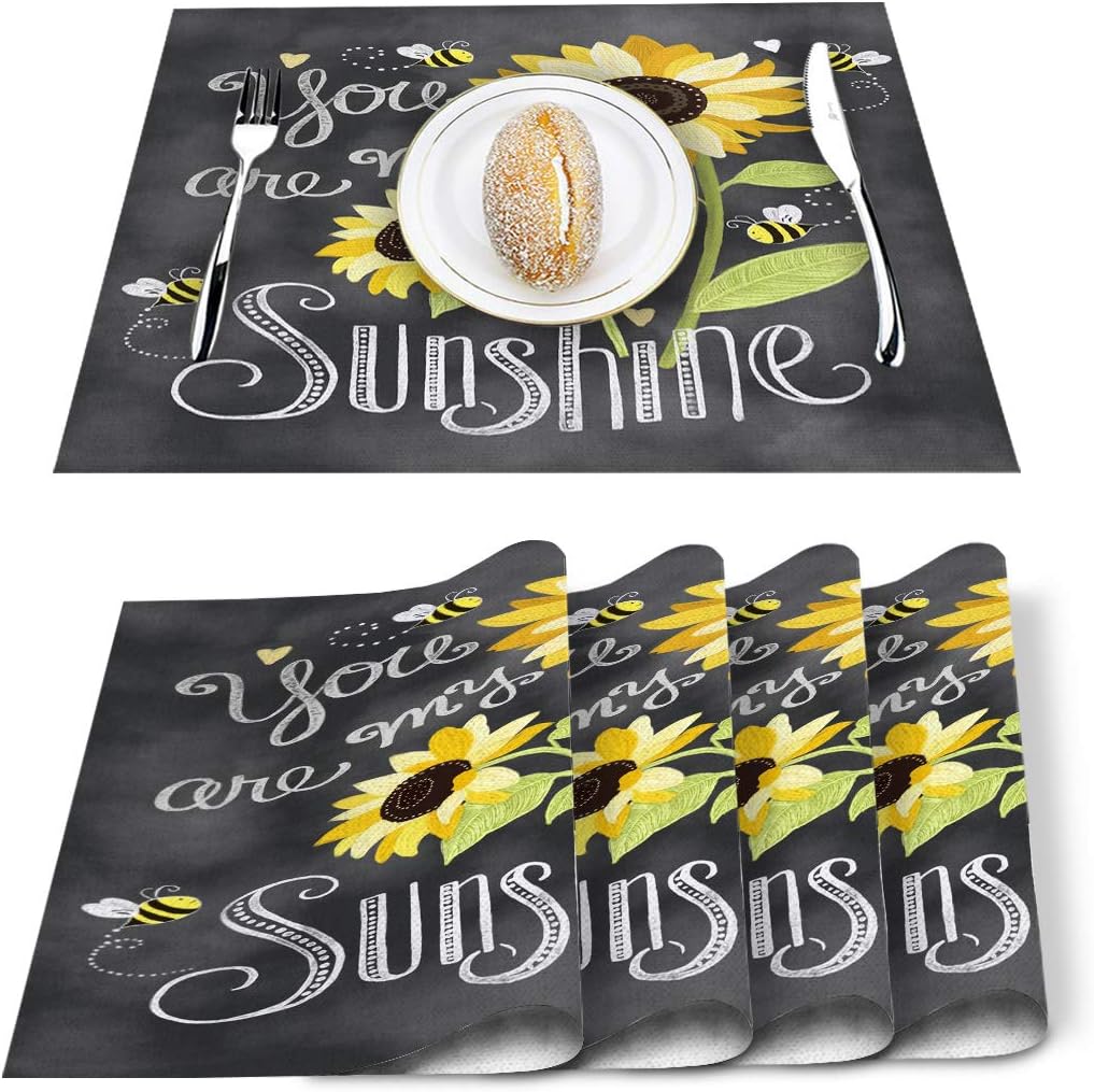 Sunflowers and Bees Placemats You are My Sunshine Placemat