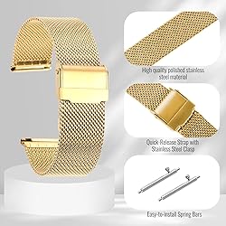 Winfox Stainless Steel Mesh Watch Band for Men