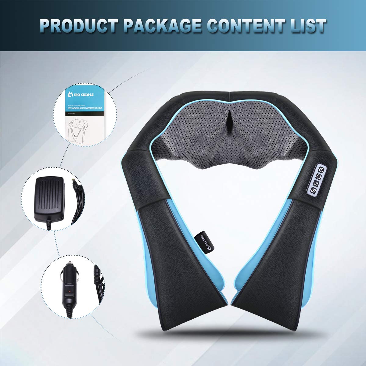 Mo Cuishle Shiatsu Back Shoulder and Neck Massager with Heat, Electric Deep Tissue 4D Kneading Massage, Best Gifts for Women Men Mom Dad, Fathers Day, Mothers Day, Christmas Gifts