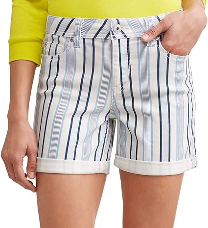 vintage striped denim shorts