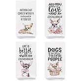 SPBL&L Chihuahua Decor Dish Kitchen Towels Set of 4, Chihuahua Gifts for Women,Dog Decorative Hand Towels for Bathroom, 16x24 Inches