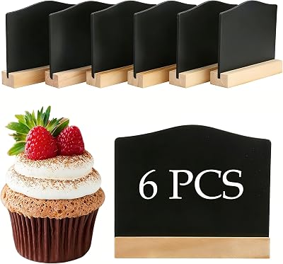 Mooshy Mini Chalkboard Signs 6 Pack with Stand Small Black Double Sided