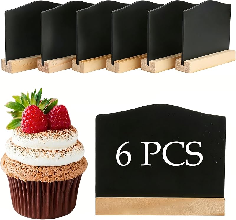 Mooshy Mini Chalkboard Signs 6 Pack with Stand Small Black Double Sided