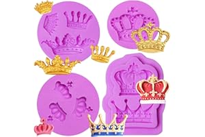 4 Pieces Crown Silicone Fondant Molds, 3D Crown Candy Baking Molds, Princess Crown Cake Decoration Chocolate Molds for Cupcak