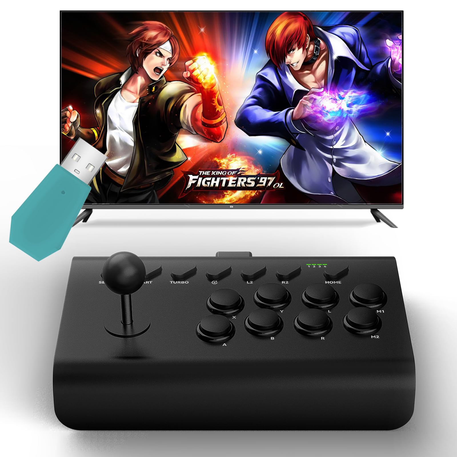 Photo 1 of Big Arcade Fight Stick Joystick for Xbox/Switch/PS4/PS3/PC/Tablet//iOS/Android Game Controller, with Turbo/Macro, Emulators for Classic Gaming, Street Fighter IV CE, NeoGeo, Sega Mega, 2.4G Adapter