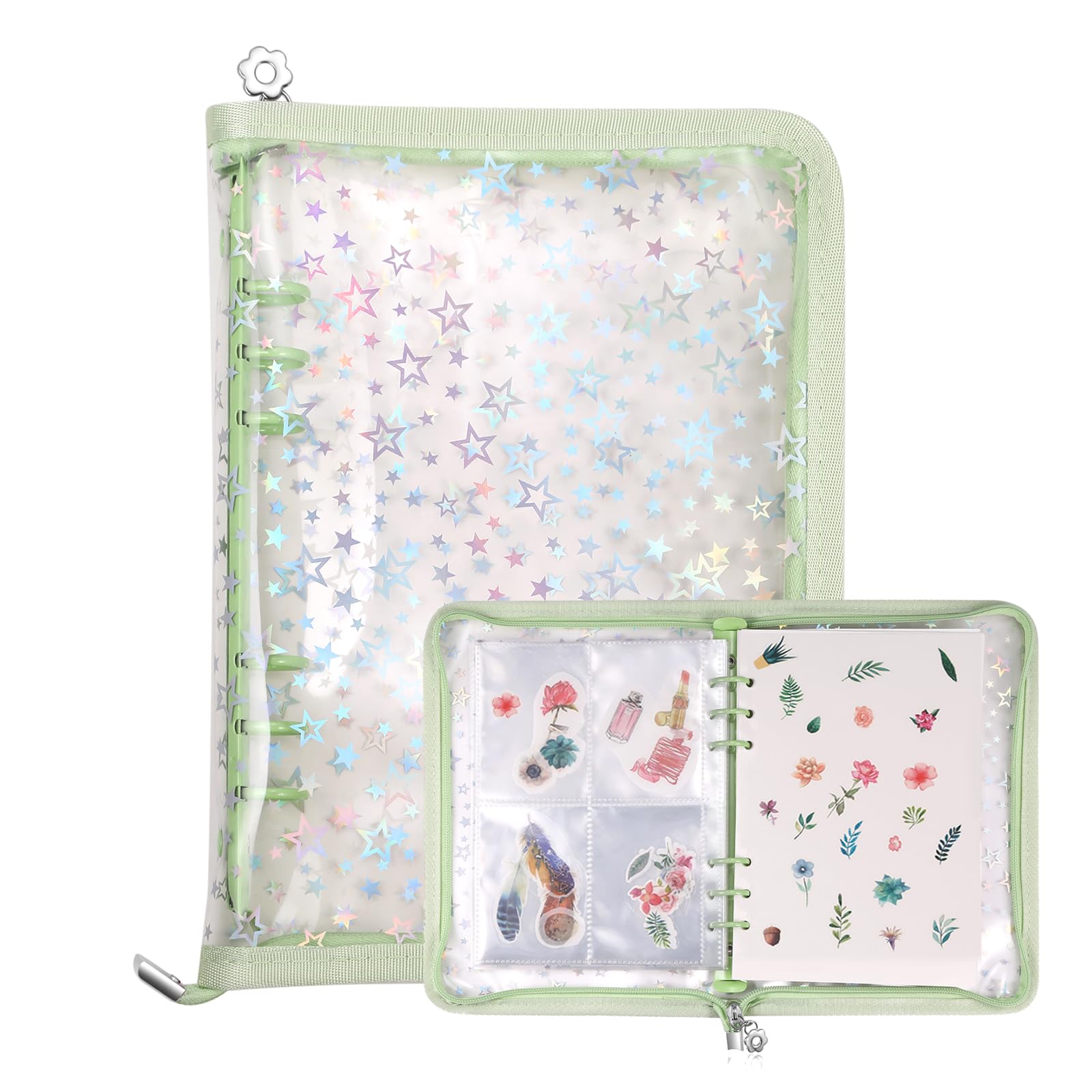 Photo 1 of MUDOR 4 in 1 Sticker Storage Organizer, Sticker Binder with Storage Sleeves and Release Paper, Reusable Sticker Collecting Book Album Holder, A5 Blank Sticker Container Organizer