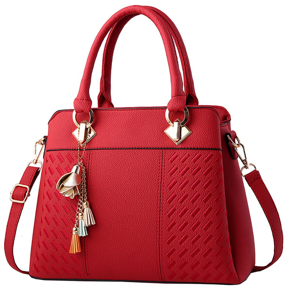 Damen Handtasche Damen Große Mode-Design Tragetaschen Damen Umhängetasche Top Griff Taschen(Rot)
