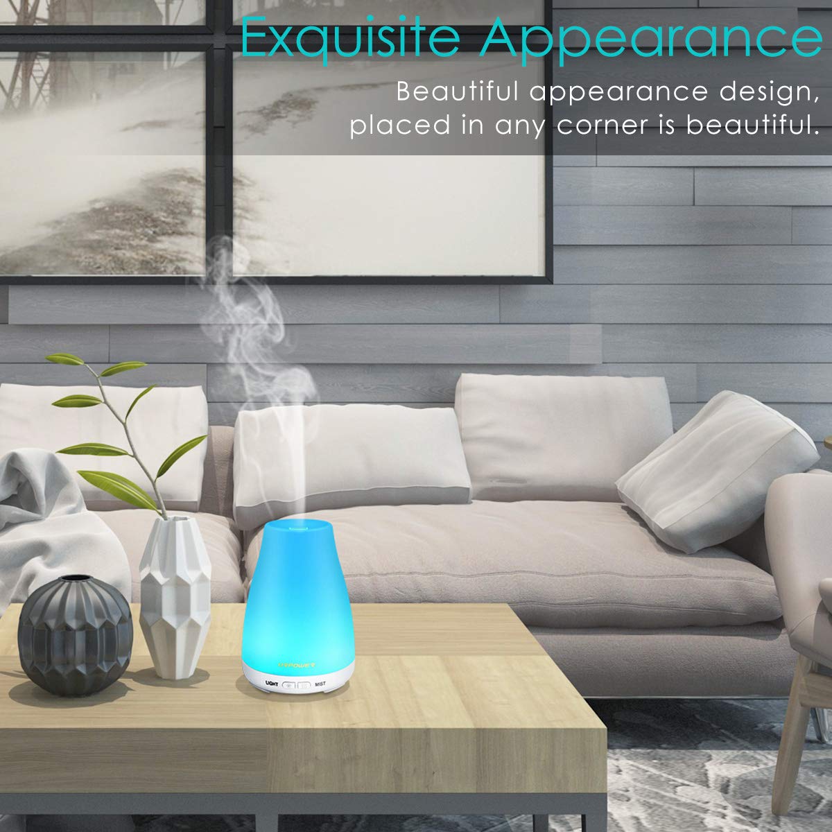 URPOWER 2nd Version Essential Oil Diffuser Aroma Essential Oil Cool Mist Humidifier with Adjustable Mist Mode,Waterless Auto Shut-Off and 7 Color LED Lights Changing for Home (White): Beauty