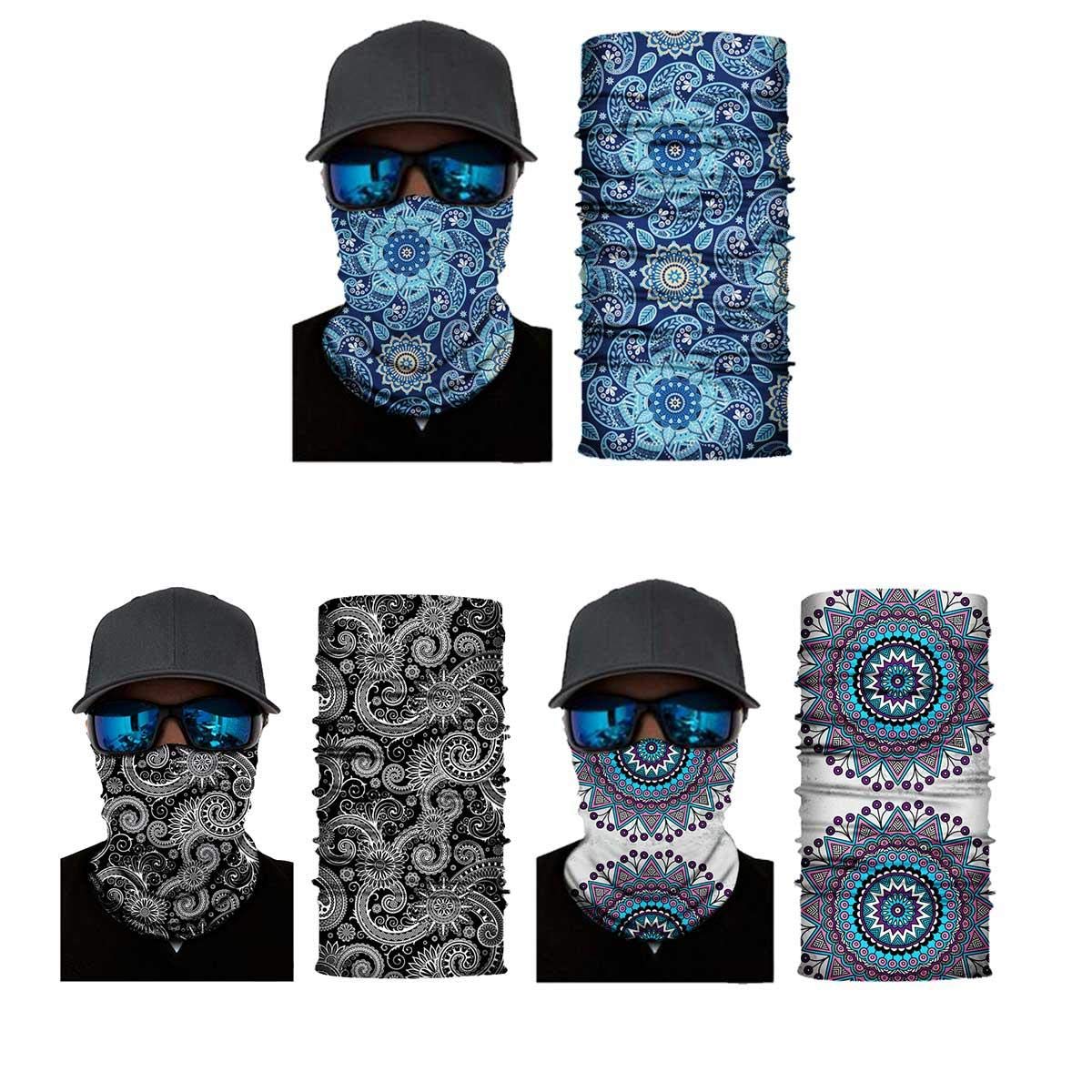 Aquarias Unisex 3 Pieces Bandana Face Mask - Headwear Bandana Face Cover Mask,Headband Scarf Neck Gaite Washable Breathable Dust Proof Motorbike Beard Covering Masks for Men & Women (Physchadelic)