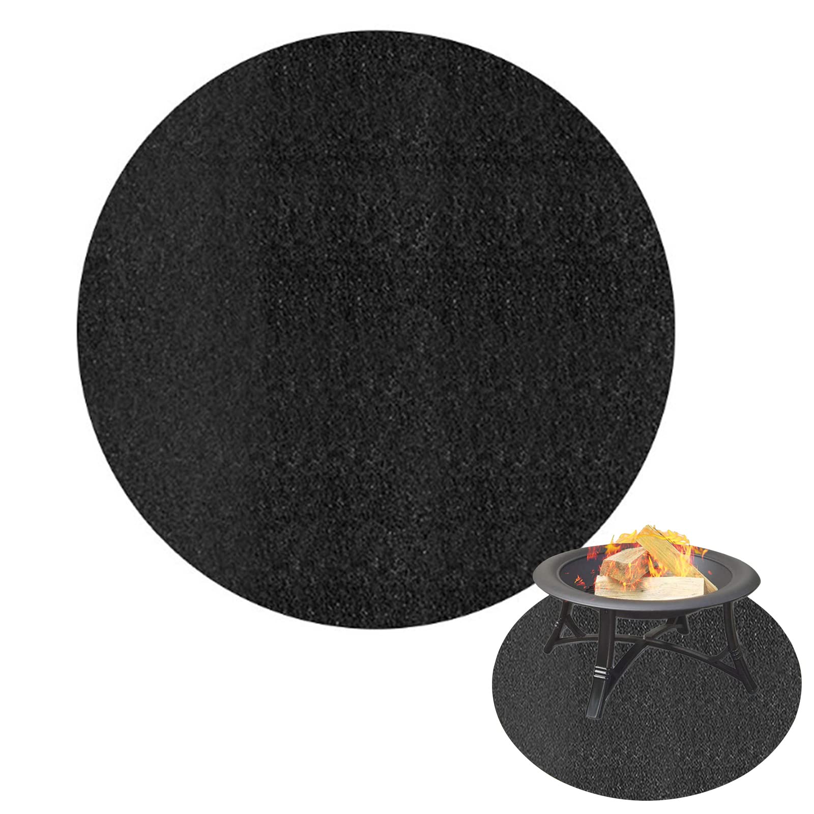 Fire Pit Mat, 32 in Heat Resistant Mat for Log Burners, Hearth Rugs for Fireplaces, Protect Grass Floor Deck from Ember, Fireproof Matt for BBQ, Outdoor Camping, Backyard, Patio and Garden, Black