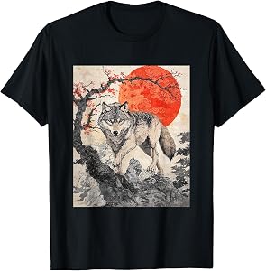 Wolf Japan Japanese Funny Anime Graphic T-Shirt