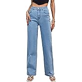 Tsher Women’s High Waisted Jeans Stretchy Straight Leg Loose Fit Denim Pants Lightweight Tummy Control Trendy Jeans for Women