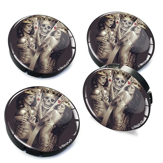 Skino 4 x 60mm Silikon Nabenkappen Kappen Totenkopf Schädel Skull Felgendeckel Radkappen Radnabendeckel Nabendeckel Auto Tuni