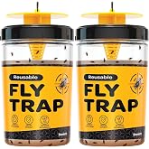 Outdoor Fly Trap [Set of 2] Fly Traps with Dissolvable Non-Toxic Bait - Fly Repellent for Outdoor Use Only - Controls Flies for Patios, Barns, Ranches Etc. Hanging Fly Traps with Tie Included
