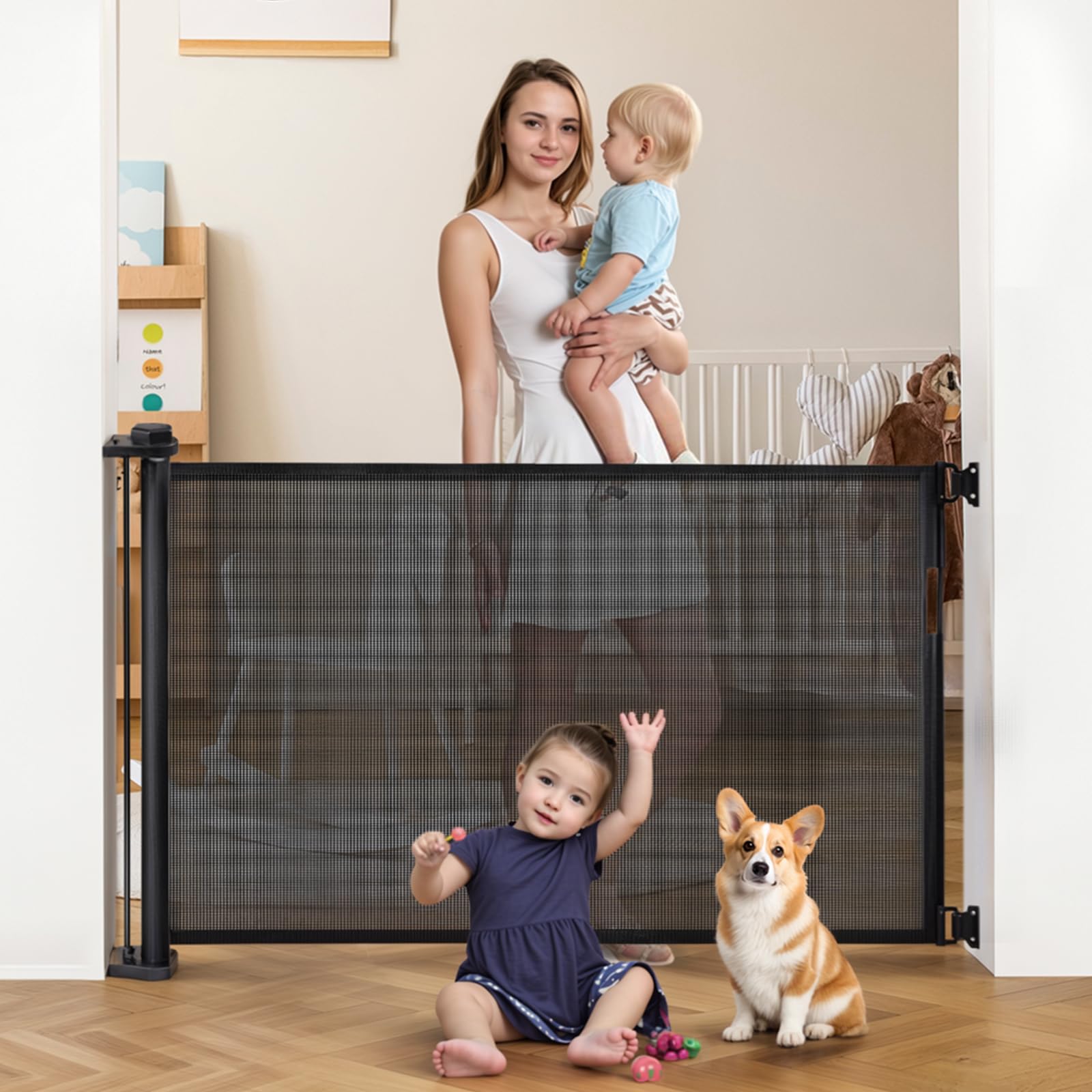 Photo 1 of ***LIGHT GREY NOT BLACK*** Hooomyai Extra-Wide Retractable Baby & Pet Gate - 34" Tall, Extends up to 60" Wide, Easy One-Hand Operation, Family Choice Award Winner, Safe for Kids & Pets, Indoor & Outdoor, Black (34 x 60 inch)
