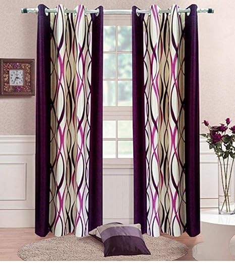 Buy Mas Global Faux Silk Suprimo Window Curtain Set 5 Ft Purple