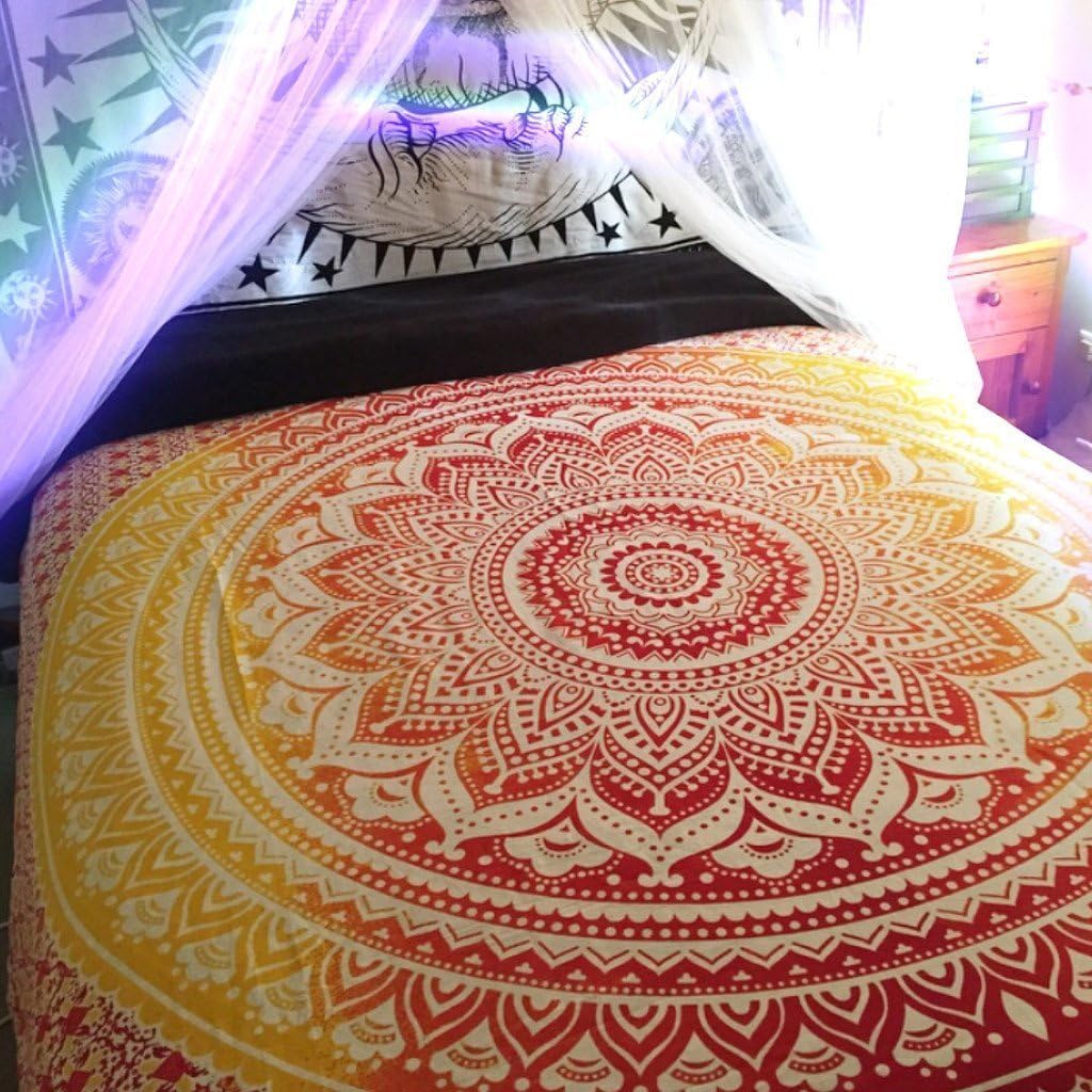 YOUAI Big Mandala Hippie Tapestry, Hippie Wall Hanging Tapestries, Summer Beach Towel Shawls,Yoga Mat,Bohemian Tapestries, Queen Mandala Home Decor (Orange)