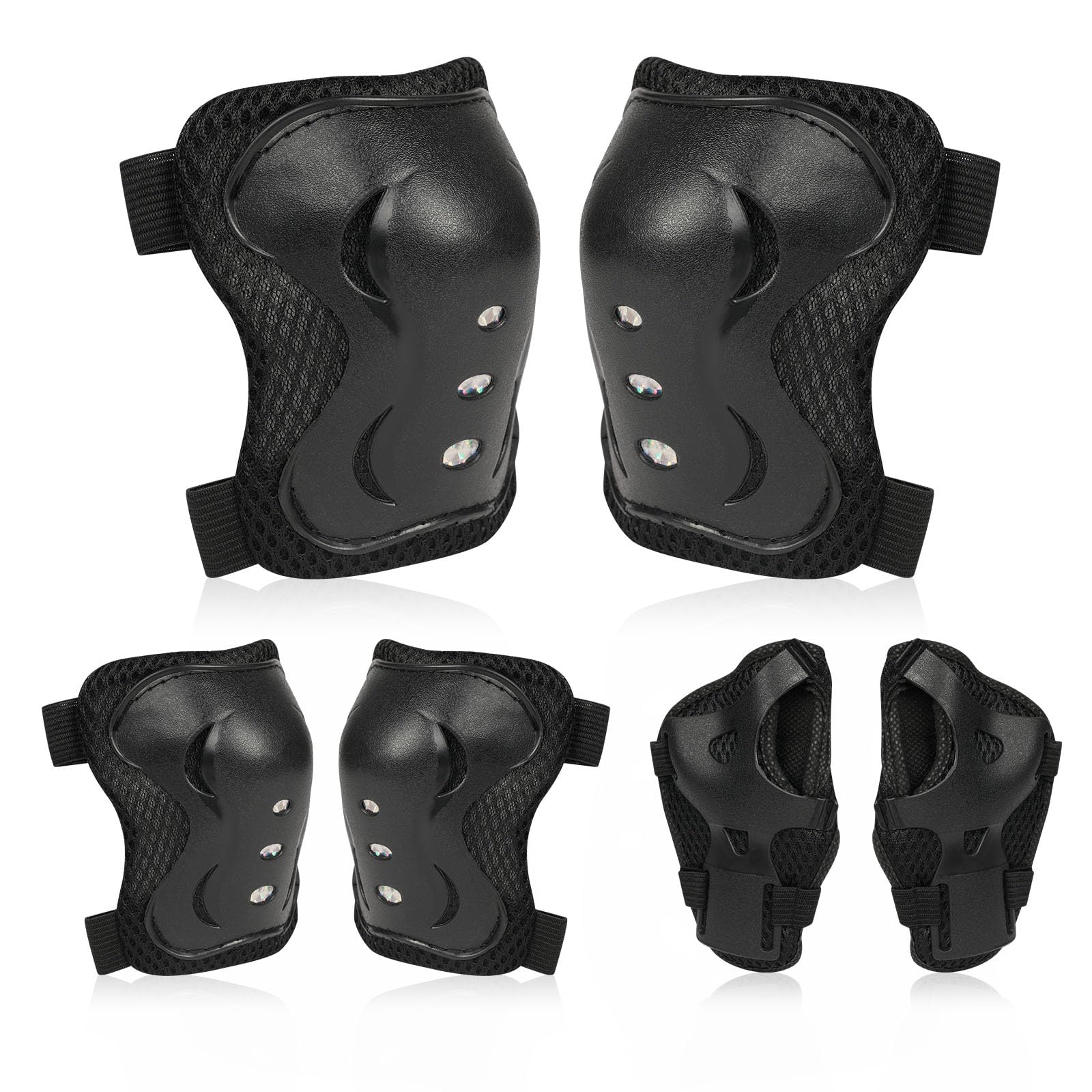 flintronic Kids Knee Pads Elbow Pads Wrist Guards set, 6 in 1 Protective Gear Set, Comfortable & Easy to Install Scooter, Skateboard, Bicycle, Inline Skating Protective, for Kids 3-12 Years