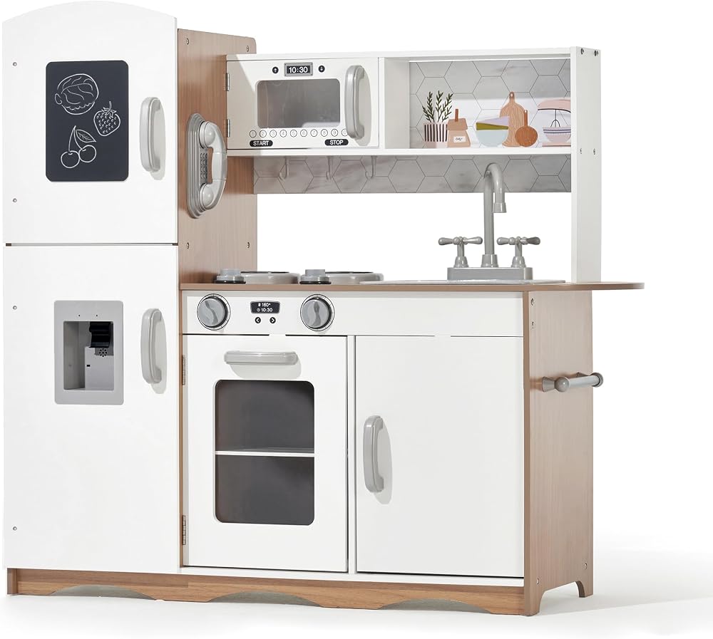 Kidoz Signature Kids Wooden Kitchen Large Playset White Kitchen