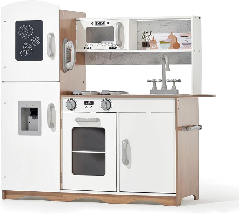 Kidoz Signature Kids Wooden Kitchen Large Playset White Kitchen