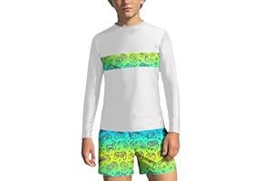 Zzalalana Boys Long Sleeve Rash Guard Swimsuit with Shorts 2 Piece Bathing Suit Summer Beach Athletic Swimwear 3-14 Years