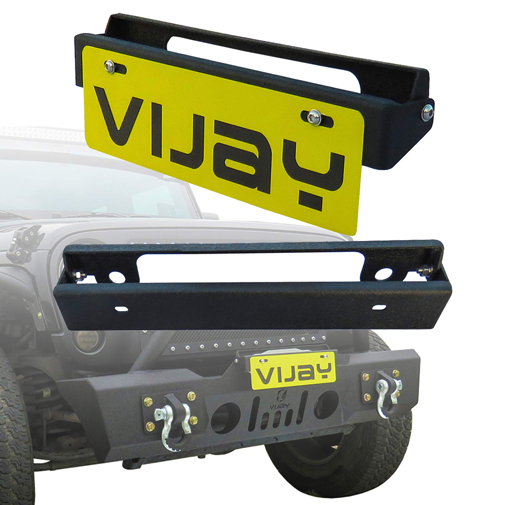 Photo 1 of TIOYAR Flip-Up License Plate Holder Black for All SUV Pickup Truck Modified Steel Front Bumper