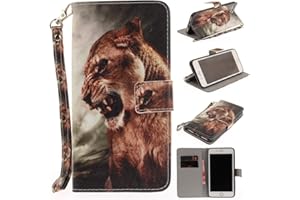XYX Wallet Case for iPhone 8 Plus,[Lion][Wrist Strap] Premium PU Leather Wallet Case with Card Slots for iPhone 7 Plus/iPhone