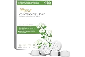 Fancyou Compressed Disposable Face Towel 100 PCS,Thicken Facial Cleansing Cloths Towelettes,Compact Portable Wash Cotton Wipe