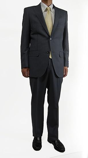 Amazon Co Jp ゼニア Ermenegildo Zegna トロピカル Tropical 少し細身シングルスーツ 紺 グレーストライプ柄 春夏スーツ 8402 服 ファッション小物