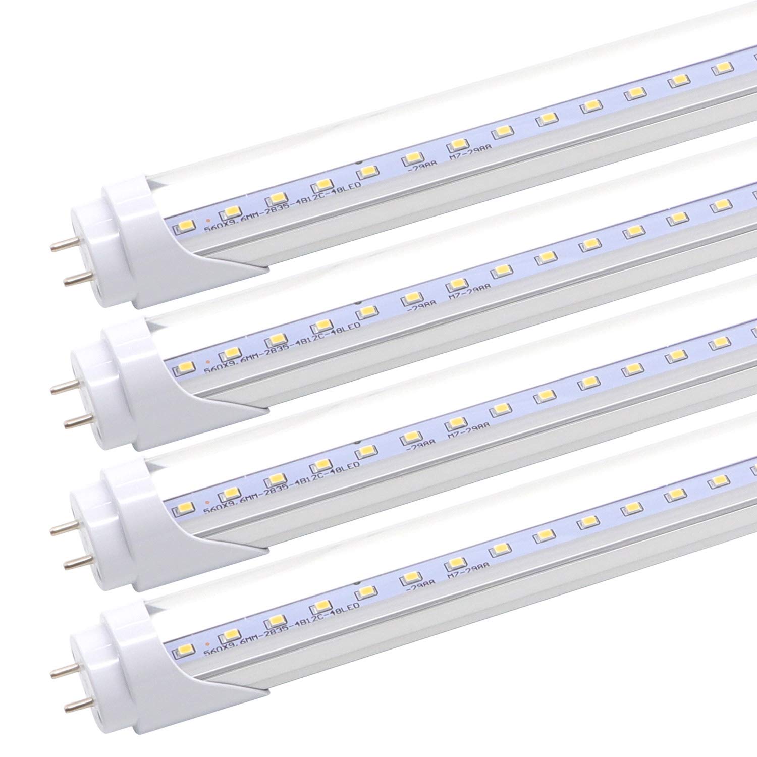 T8 T10 T12 2FT LED Light Tube - 8W 24 Inch Led Fluorescent Tube Replacement, 20W Equivalent, 1120 Lm, 5000K Daylight White, Ballast Bypass, Two Pin G13 Base, Clear Cover (Pack of 4)