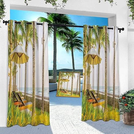 YUAZHOQI - Cortina de exterior con sombrilla y sillas alrededor de la