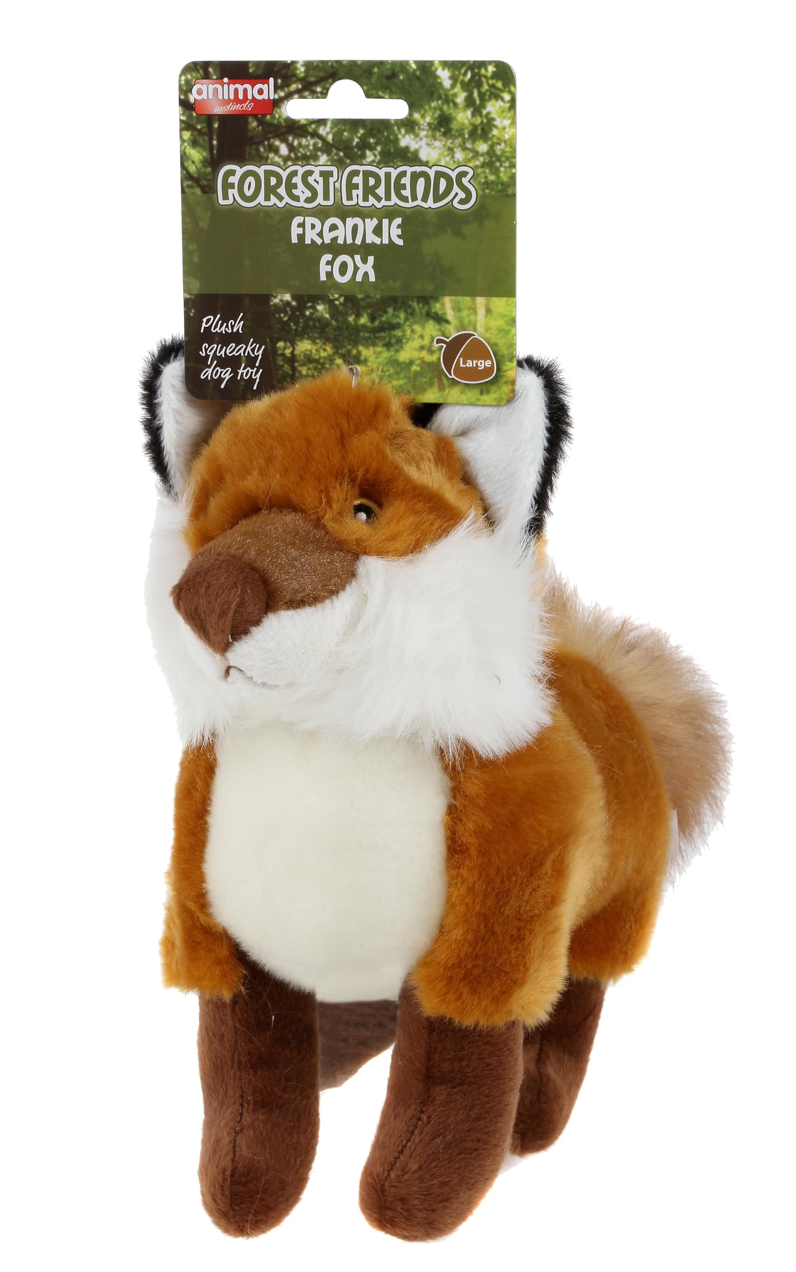 Animal Instincts Forest Friends Squeaky Plush Dog Toy Soft Comfort Puppy Toy Frankie Fox - Large