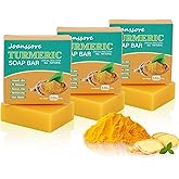 3 Pack Turmeric Soap Bar for Face & Body Cleanser, All Natural Turmeric Skin Soap, Smooth Skin and Moisturizing, Organic Hand