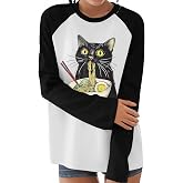 Cat Shirts for Women Loose Fit Lightweight Long Sleeve Animal Tee | Black Cat Shirt for Women Cat Mom Graphic Tee Shirts Cat Shirt Long Sleeve Pullover Tops