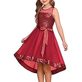 GRACE KARIN Girls Sequin Party Formal Dress Wedding Guest Sparkle Fancy Birthday Tulle High Low Prom Dresses 6-14 Years