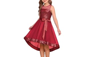GRACE KARIN Girls Sequin Party Formal Dress Wedding Guest Sparkle Fancy Birthday Tulle High Low Prom Dresses 6-14 Years