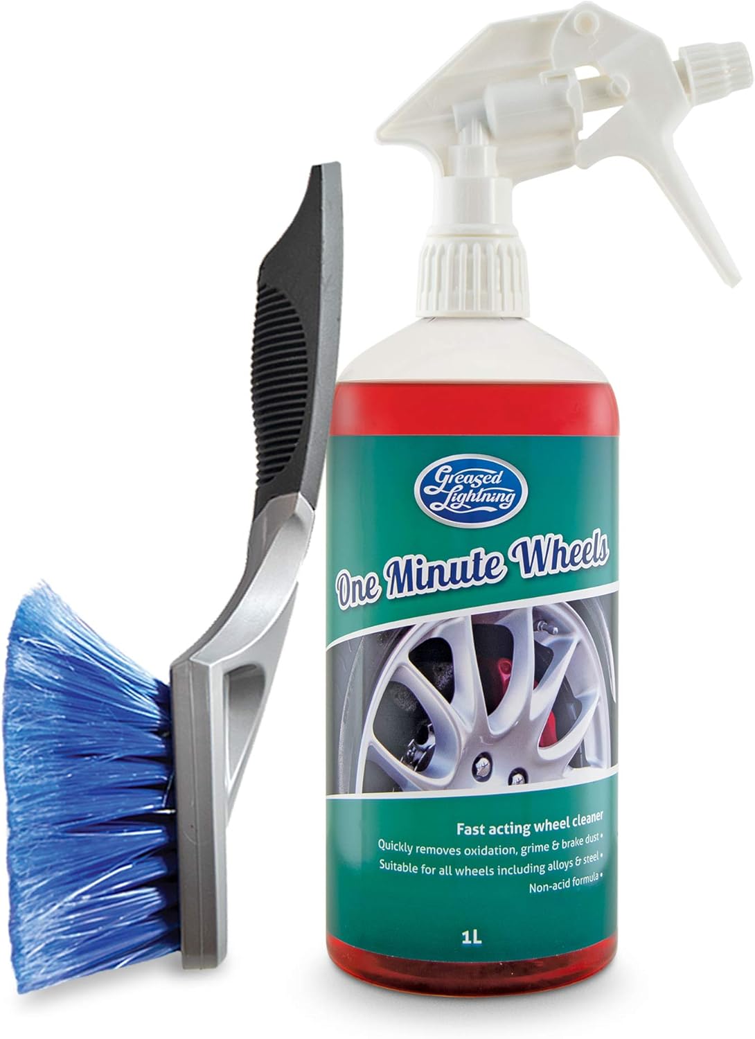 Greased Lightning One Minute Wheels 1ltr Wheel Brush Car Alloy Steel Cleaner Amazon Co Uk Car Motorbike