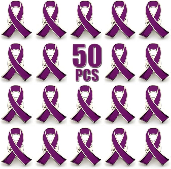 50 Pack Domestic Violence Awareness Purple Ribbon Enamel