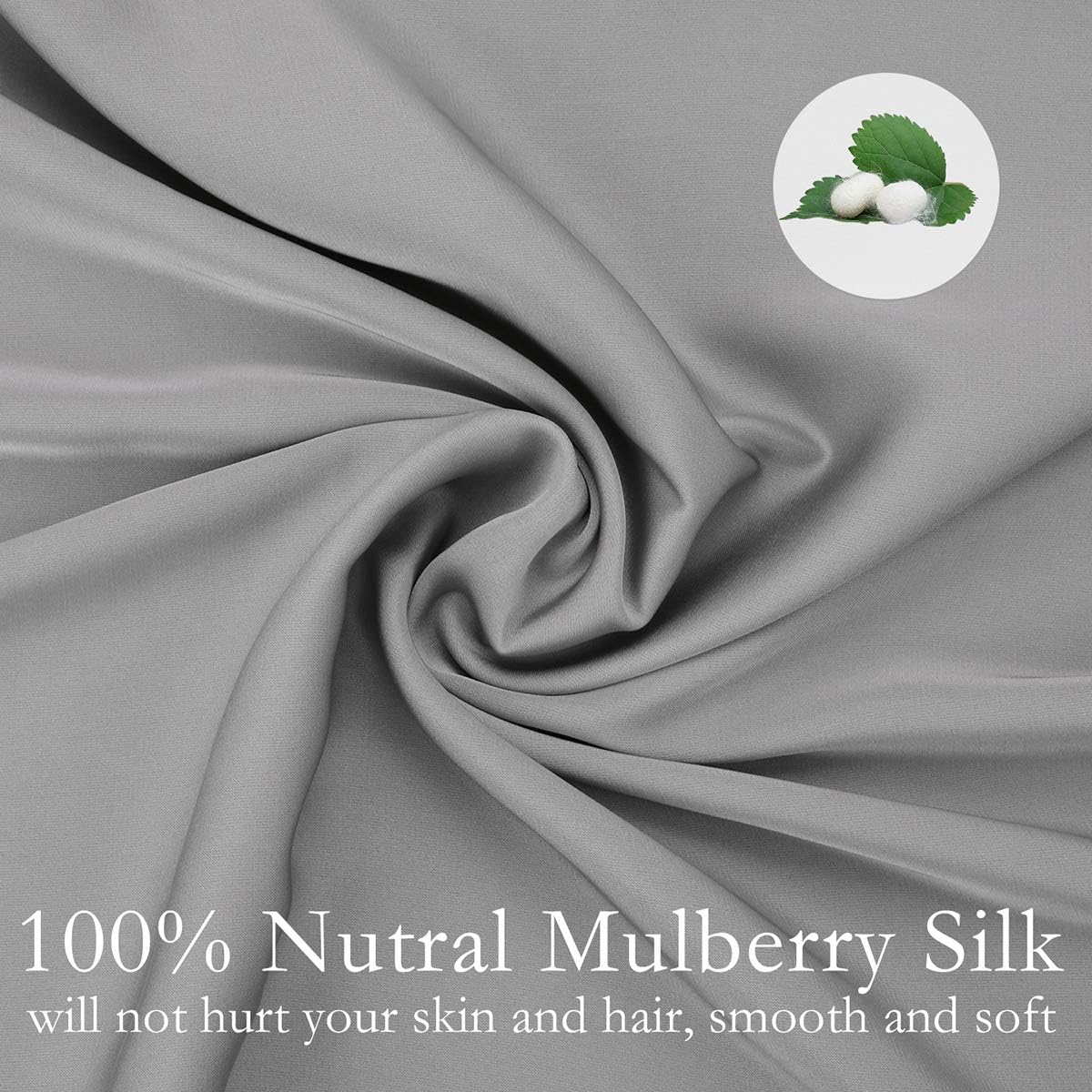 JOGJUE Silk Pillowcase for Hair and Skin 2 Pack 100% Mulberry Silk Bed Pillowcase Hypoallergenic Soft Breathable Both Sides Silk Pillow Case with Hidden Zipper, Standard Size Pillow Cases (Grey): Kitchen & Dining
