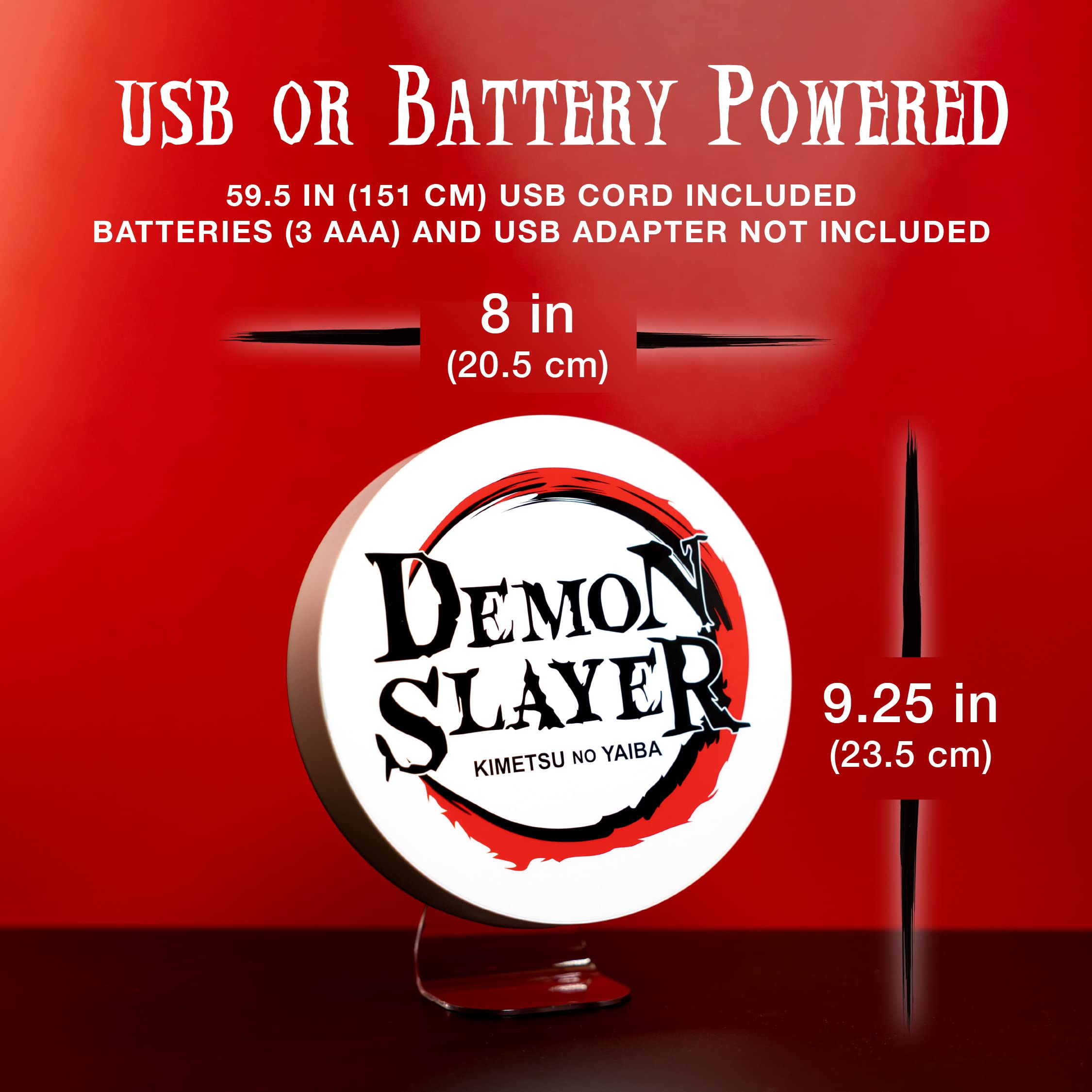Paladone Demon Slayer Logo Light - Officially Licensed Kimetsu No Yaiba Freestanding or Wall Mountable Desk Light, Anime Lover Gift