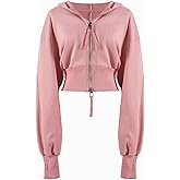 Arssm Cropped Hoodie Women Zip Up Long Sleeve Sweatshirts Casual Fashion Hooded Workout Jacket Crop Top
