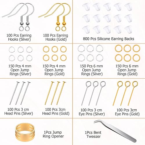Hypoallergenic Earring Making Kit, modacraft 2000Pcs Earring